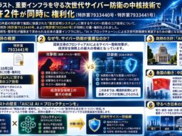 【日本初】AIの攻撃には「AI × ブロックチェーンを」。サイバー攻撃の入り口を防ぐだけでなく、万一侵入されても機密情報を盗ませない新特許2件を同時に権利化。重要インフラの堅牢性に寄与する画期的な発明