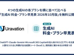 ChatGPT・Claude・Gemini・Microsoft 365 Copilotの料金を同じ段で横並びに　Uravationが「生成AI 料金・プラン早見表 2026年10月版」を無料公開