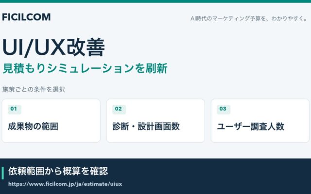 UI/UXの診断・設計・プロトタイプを条件別に検討。フィシルコム、画面数と調査人数で入力する見積もりシミュレーションを刷新