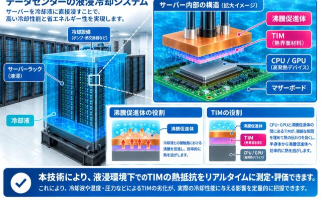 液浸冷却環境下におけるTIMの熱抵抗をリアルタイム評価する技術を確立