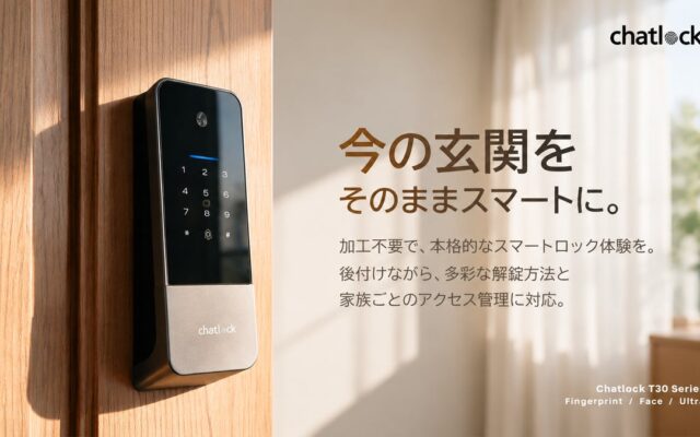 スマートロック選びは「解錠方法」だけでいい？取り付けや電池切れへの不安に着目した「Chatlock T30シリーズ」、Makuakeで先行展開へ